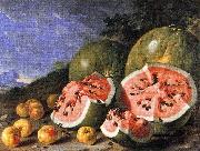 Luis Melendez Still Life with Watermelons and Apples, Museo del Prado, Madrid. oil painting on canvas
